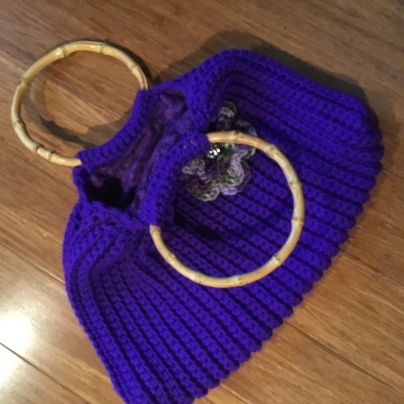 Handmade Purple Crochet Handbag - Picture 2 of 2